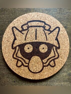 Pokemon Shellder Face Laser Engraved Cork Coaster